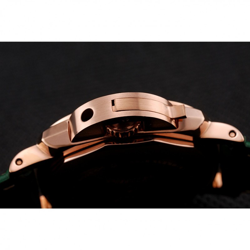 Panerai Radiomir White Dial Diamond Bezel Rose Gold Case Green Leather Strap 1453803-8