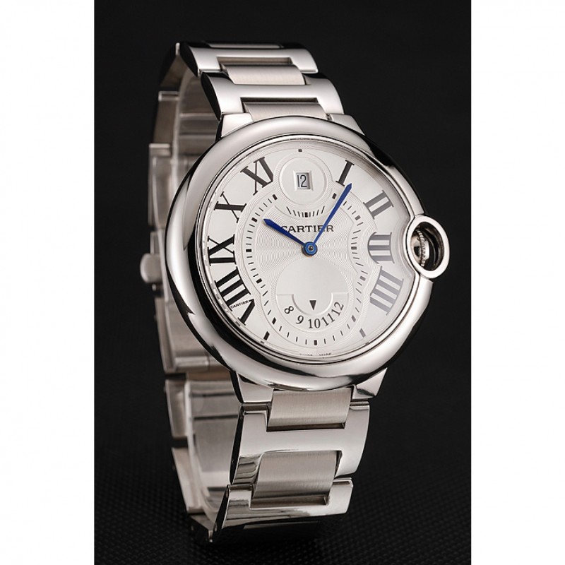 Swiss Cartier Ballon Bleu Two Timezone White Dial Stainless Steel Bracelet 1453879-1