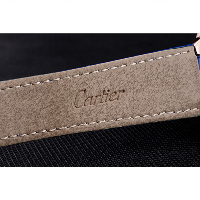 Cartier Ballon Bleu Blue Dial Gold Case Blue Leather Strap-7