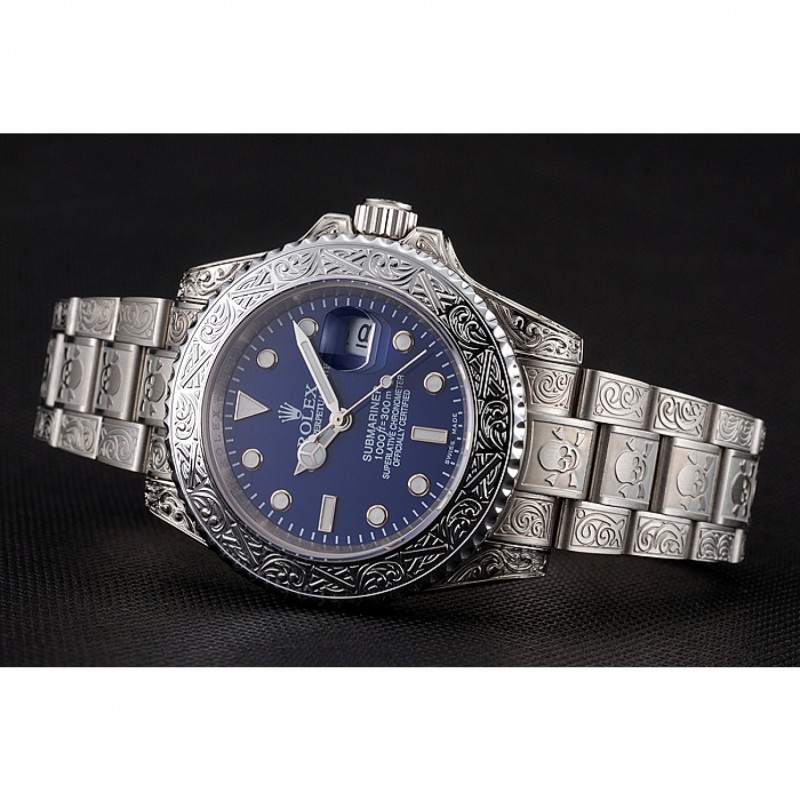 High End Replica Watches Swiss Rolex Submariner Skull Limited Edition Blue Dial White Case And Bracelet 1454094-3