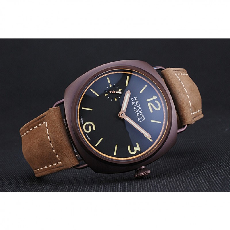 Panerai Radiomir Brown Stainless Steel Bezel Brown Leather Bracelet 622324-3