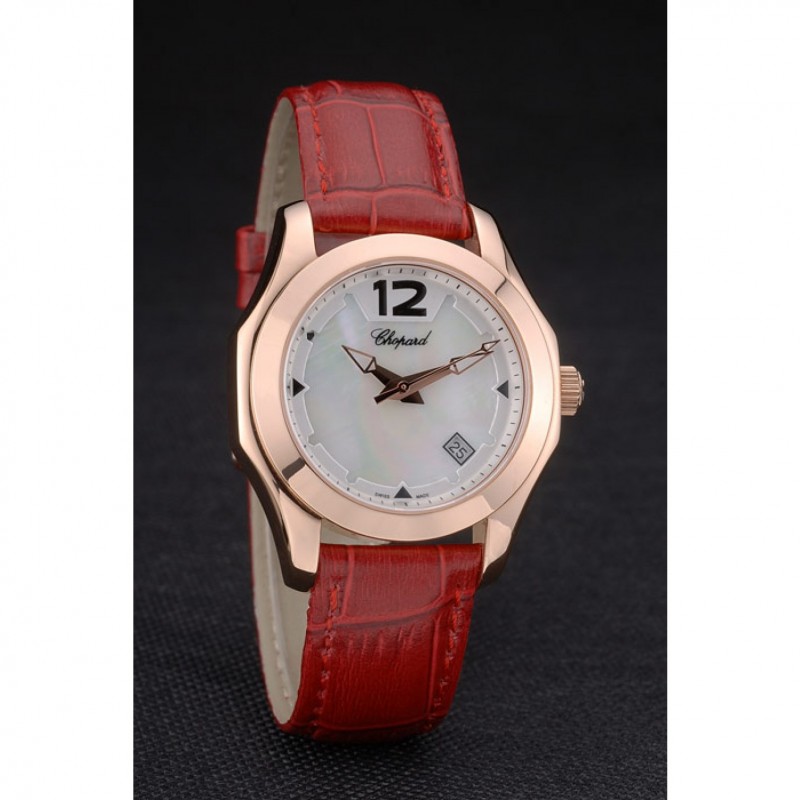 Chopard Red Leather Bracelet Watch 80276-2