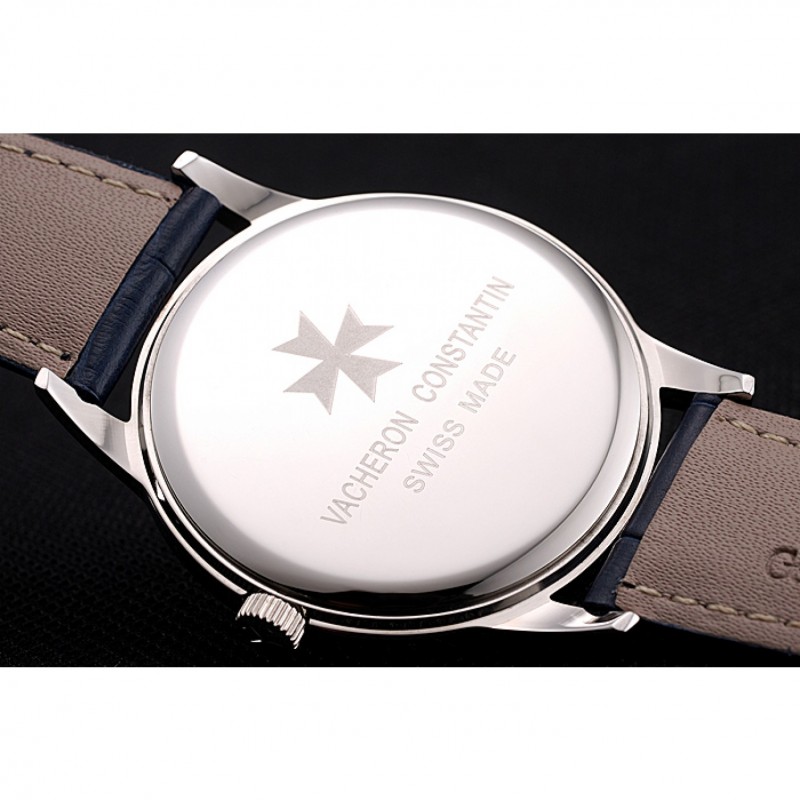 Vacheron Constantin Patrimony Chronometre Royal White Dial Stainless Steel Case Blue Leather Strap-7