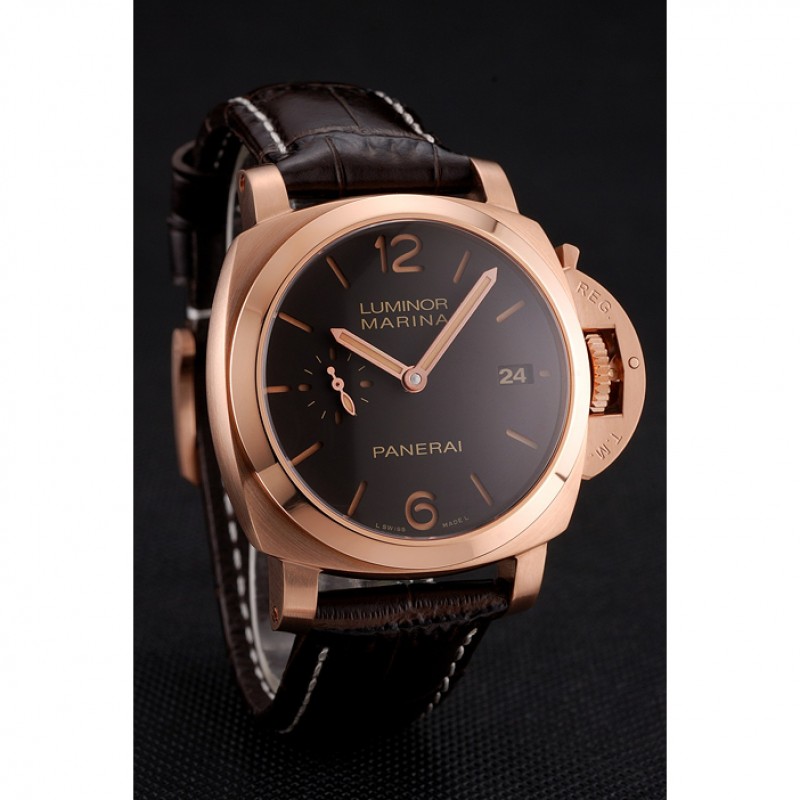 Swiss Panerai Luminor Marina 1950 3 Days Oro Rosso Brown Dial Rose Gold Case Brown Leather Strap-2