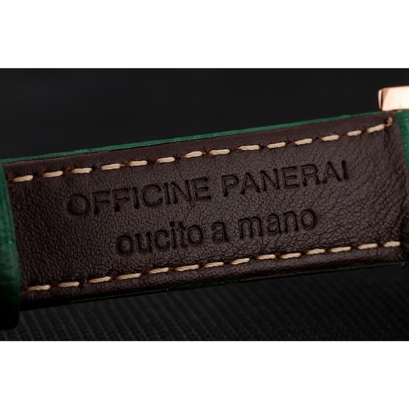 Panerai Radiomir White Dial Diamond Bezel Rose Gold Case Green Leather Strap 1453803-6