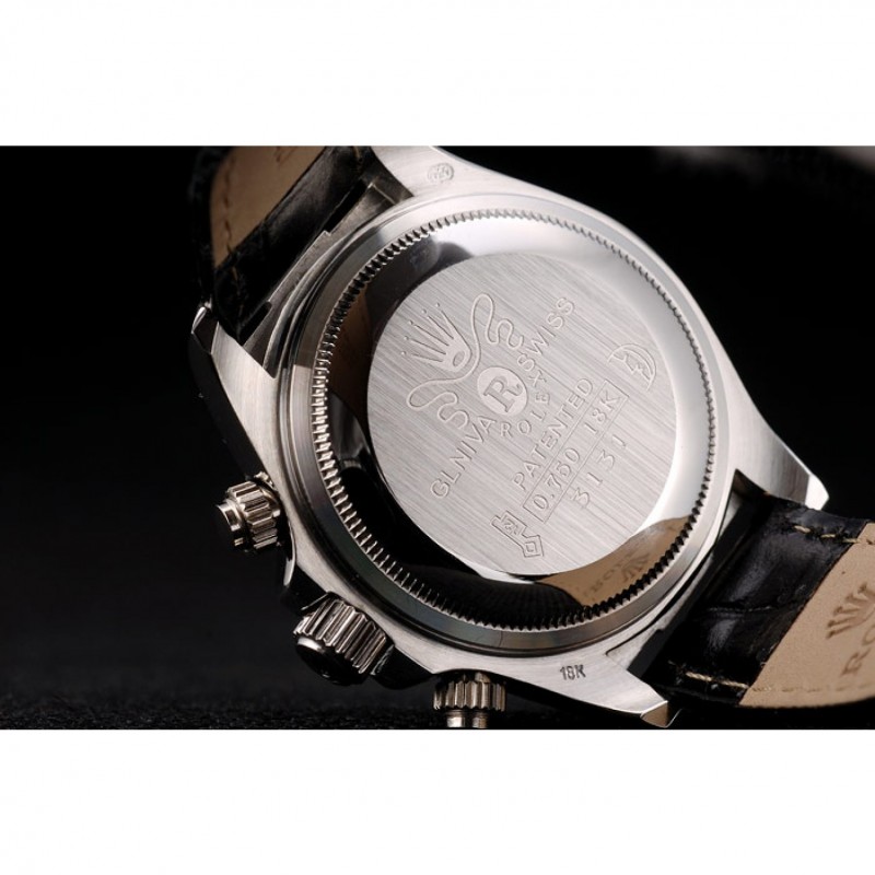 Rolex Daytona Lady Stainless Steel Case Black Dial Black Leather Strap Tachymeter-7