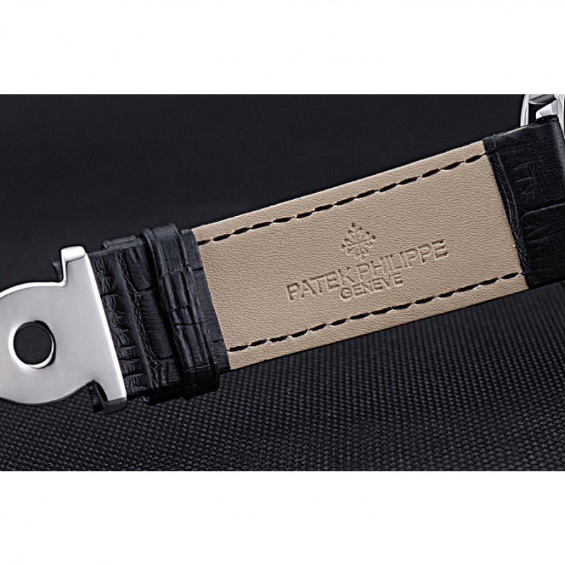 Patek Philippe Geneve Grand Complications Black Dial Stainless Steel Bezel Black Leather Band 622153-4