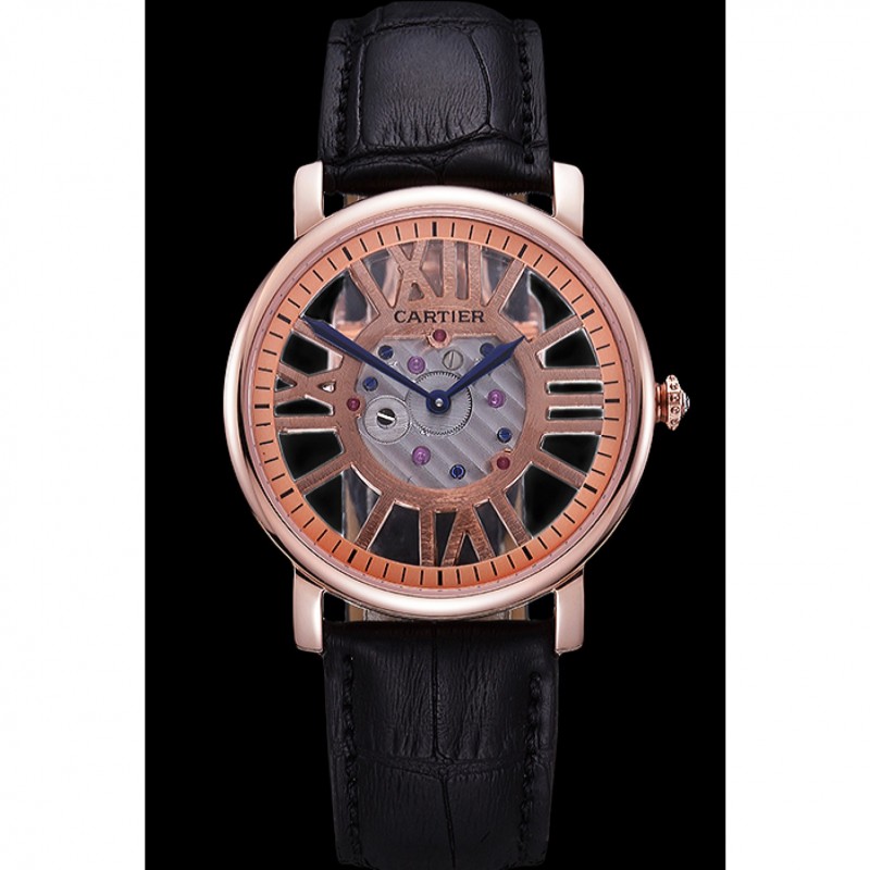 Luxury Cartier Rotonde Skeleton Flying Tourbillon Black 621966-1