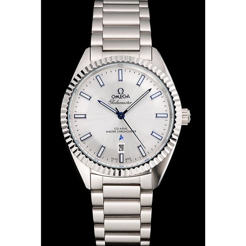 High Quality Replica Watches Omega Globemaster Silver Dial Blue Hands Stainless Steel Case And Bracelet-1