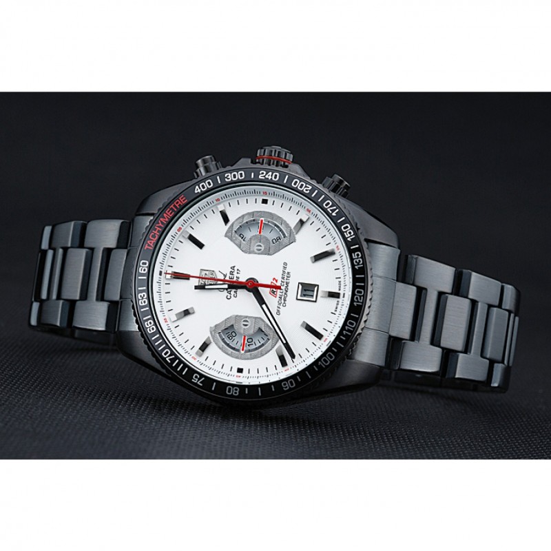 Tag Heuer Carrera Black Stainless Steel Case White Dial 98241-4