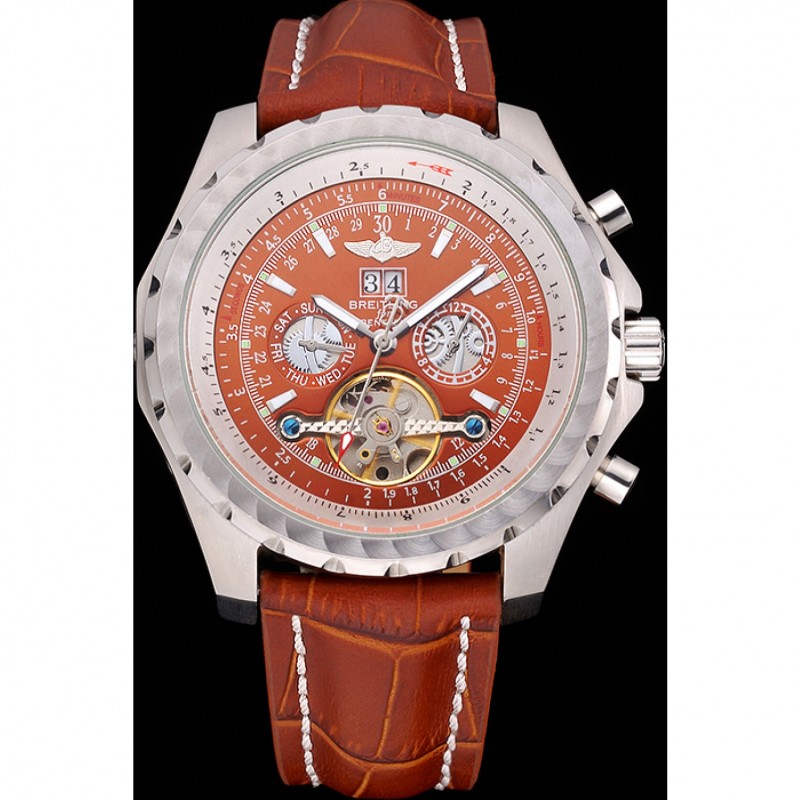 Breitling Bentley Mulliner Tourbillon Brown Dial Stainless Steel Case Brown Leather Strap 622727-1