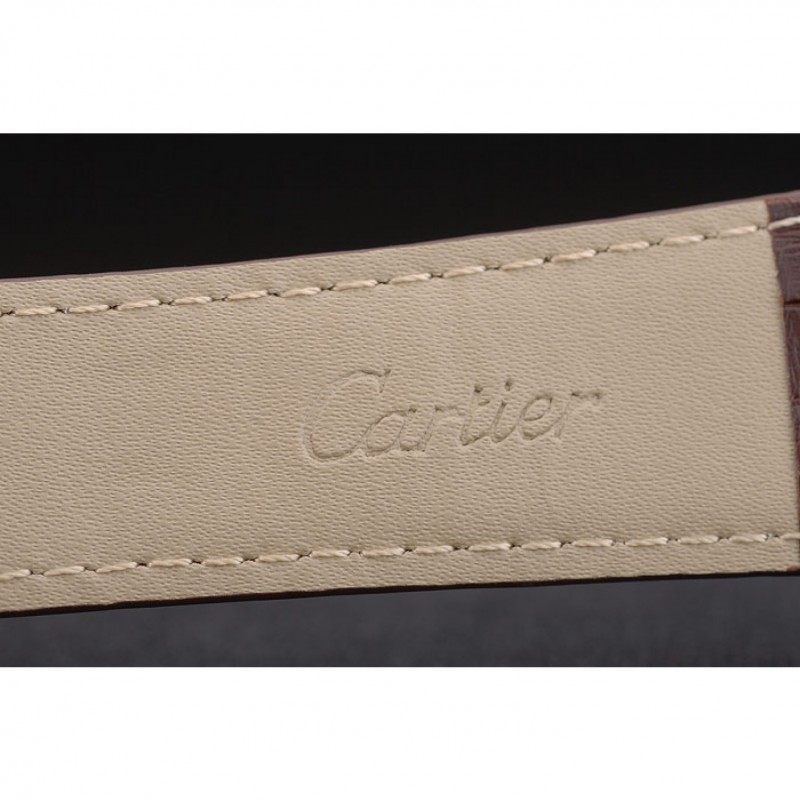 Cartier Tank Anglaise 36mm White Dial Gold Case Brown Leather Bracelet-6