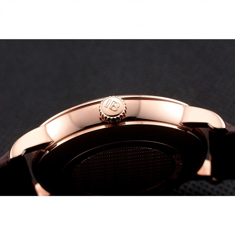 SS Blancpain Villeret Ultra Slim White Groved Dial Gold Numerals Rose Gold Case Brown Leather Strap-8