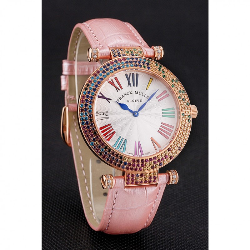Franck Muller Double Mistery 4 Saisons White Dial Rose Gold Case Light Pink Leather Strap-2