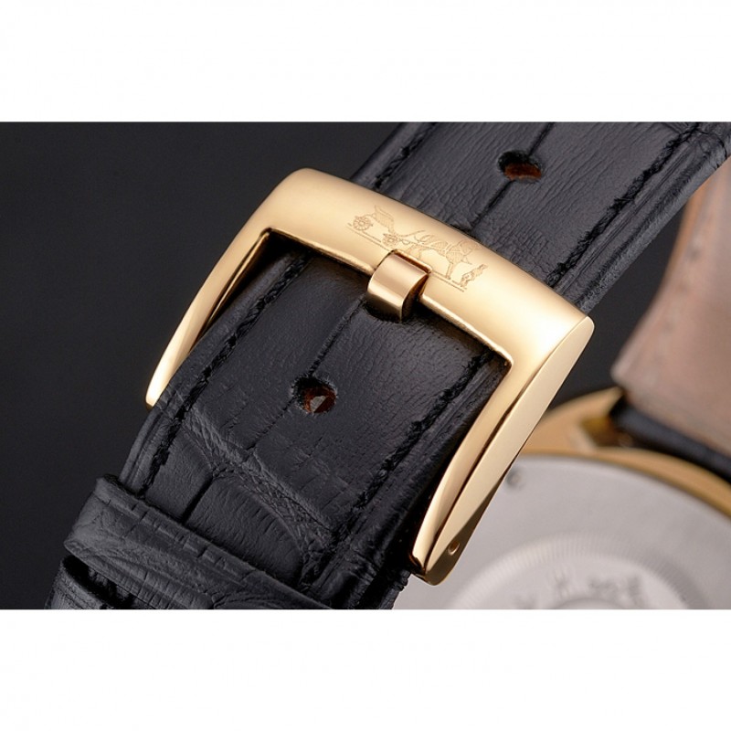 Hermes Dressage Blue Dial Gold Case Black Leather Strap-5