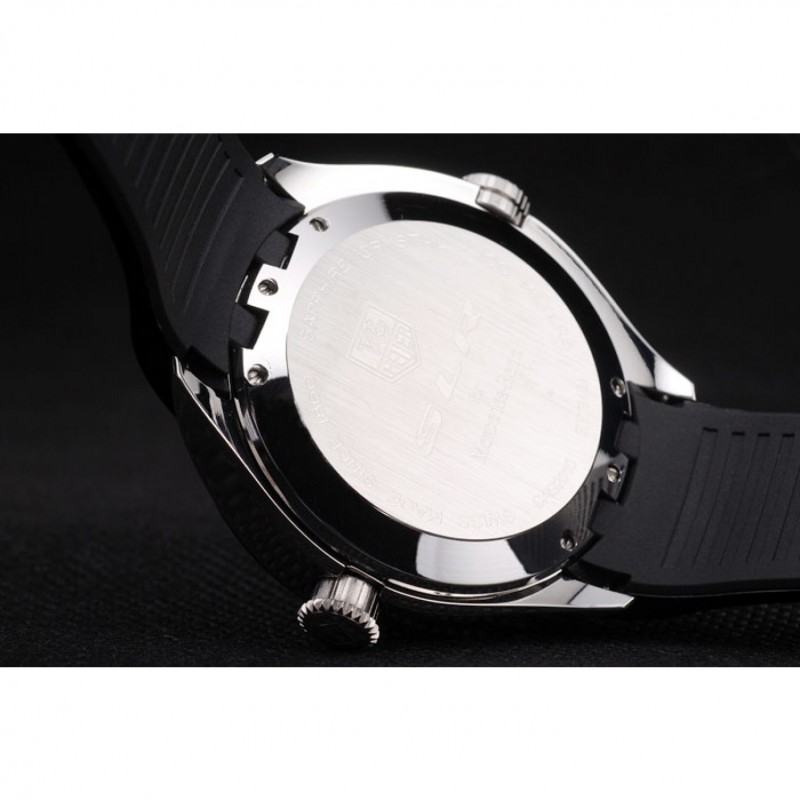 Tag Heuer Swiss SLR Tachymeter Bezel Black Rubber Strap White Dial-7